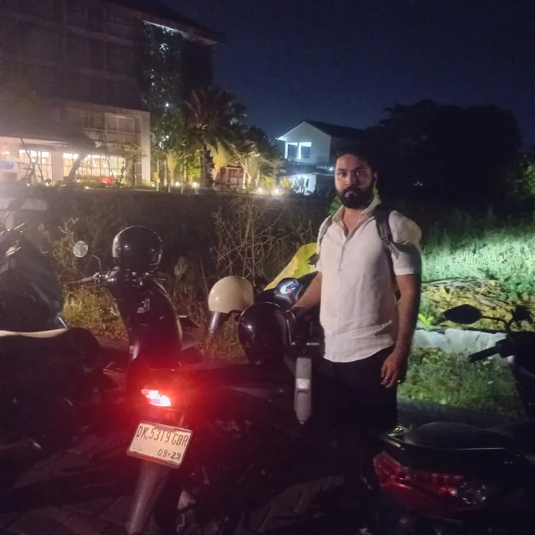 Happy customer with a rented scooter in Bali